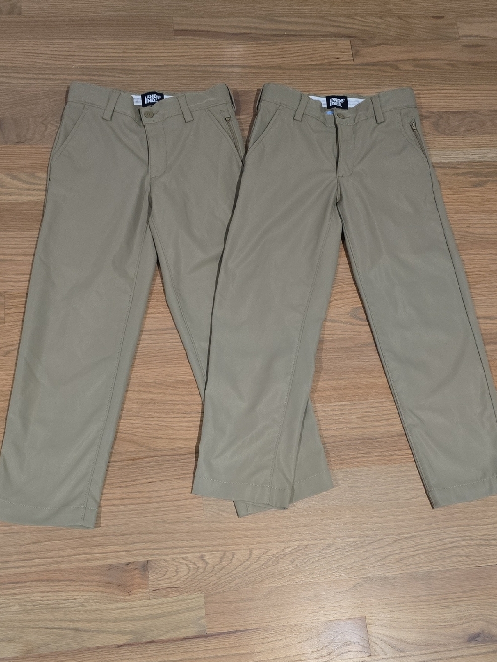 2 Lands' End Sz 12 School Uniform Boys Iron Knee Active Performance Chino Pants